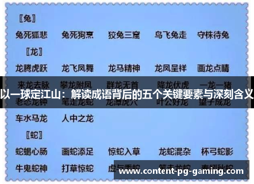 以一球定江山：解读成语背后的五个关键要素与深刻含义