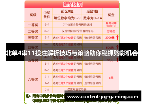 北单4串11投注解析技巧与策略助你稳抓购彩机会